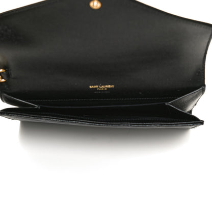 Saint Laurent Grain De Poudre Matelasse Chevron Monogram Envelope Clutch Black 5 of 10