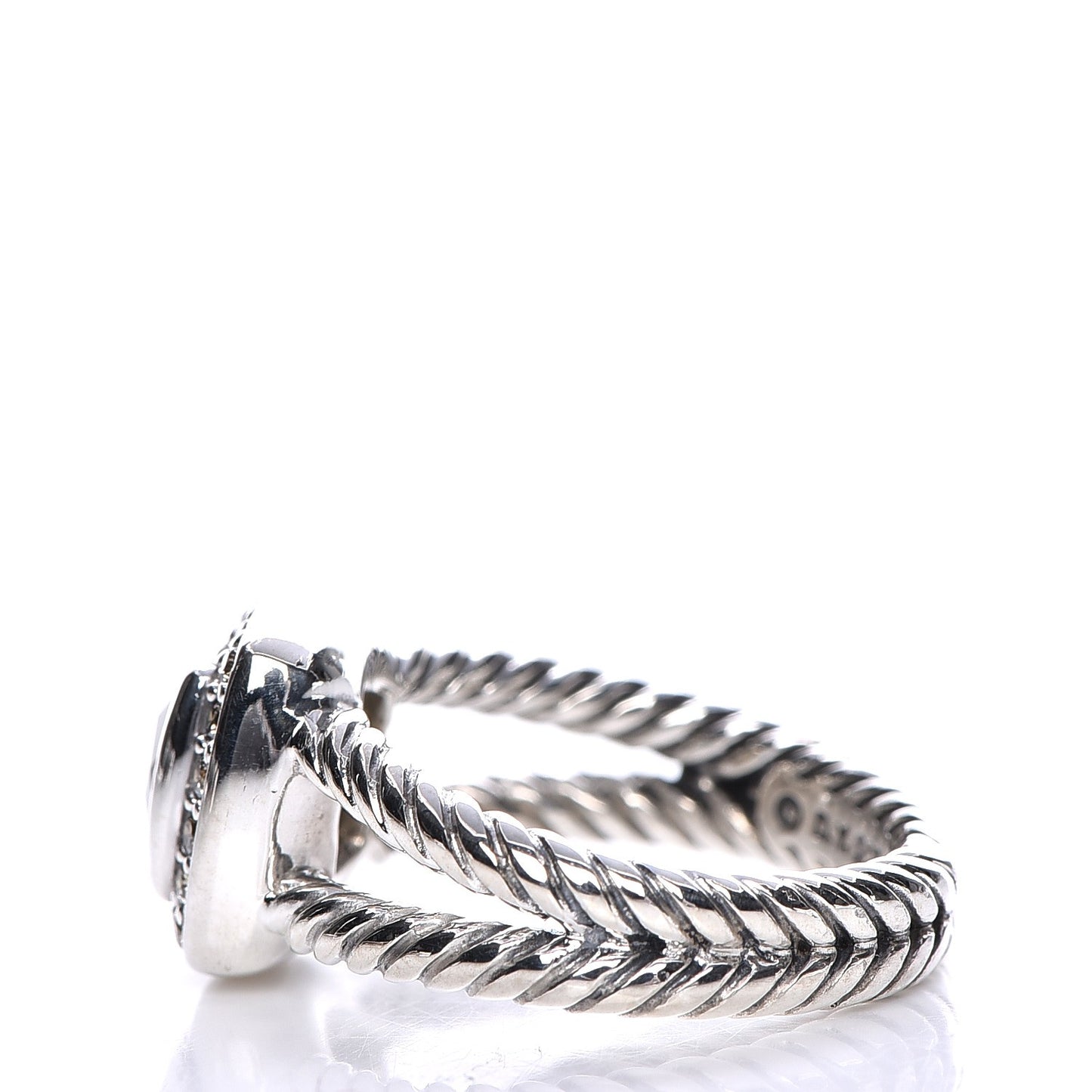 Sterling Silver Diamond Prasiolite 7mm Petite Albion Ring 50 5.25