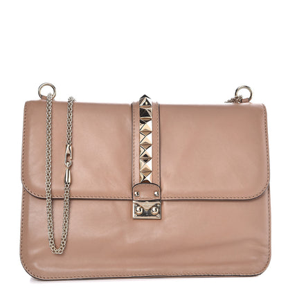 Valentino Garavani Vitello Large Glam Lock Rockstud Flap Poudre 1 of 13