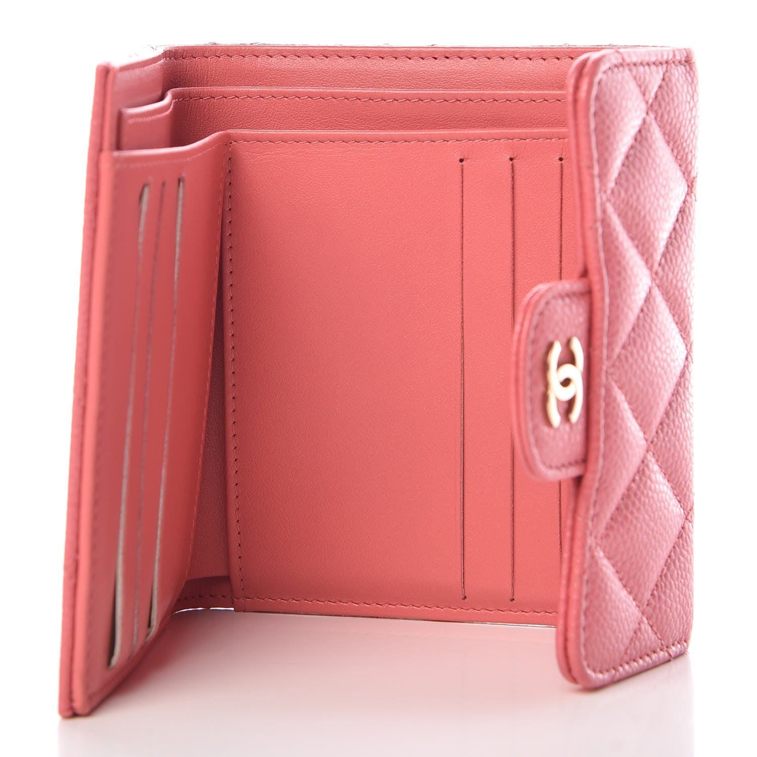 Chanel Caviar Quilted Compact Flap Wallet Pink 5 of 9