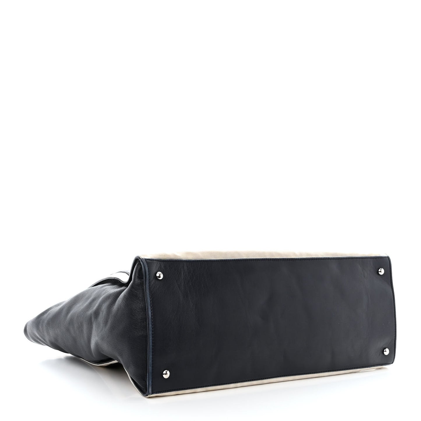 Lambskin Quilted Lido Shopping Tote Dark Navy Blue