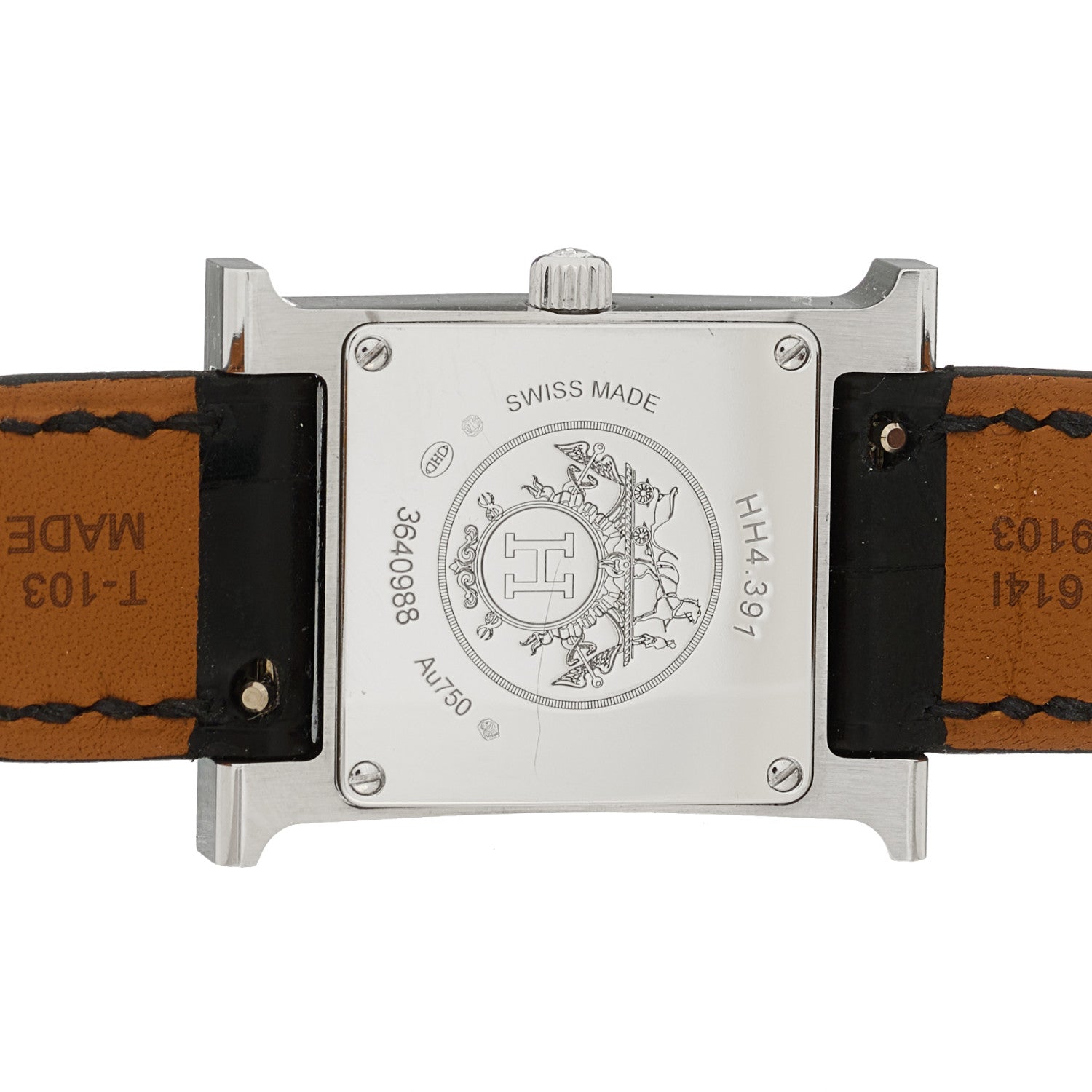 Hermes 18K White Gold Alligator Diamond 21mm Heure H Hour Mosaique Joailliere Quartz Watch Noir 4 of 5