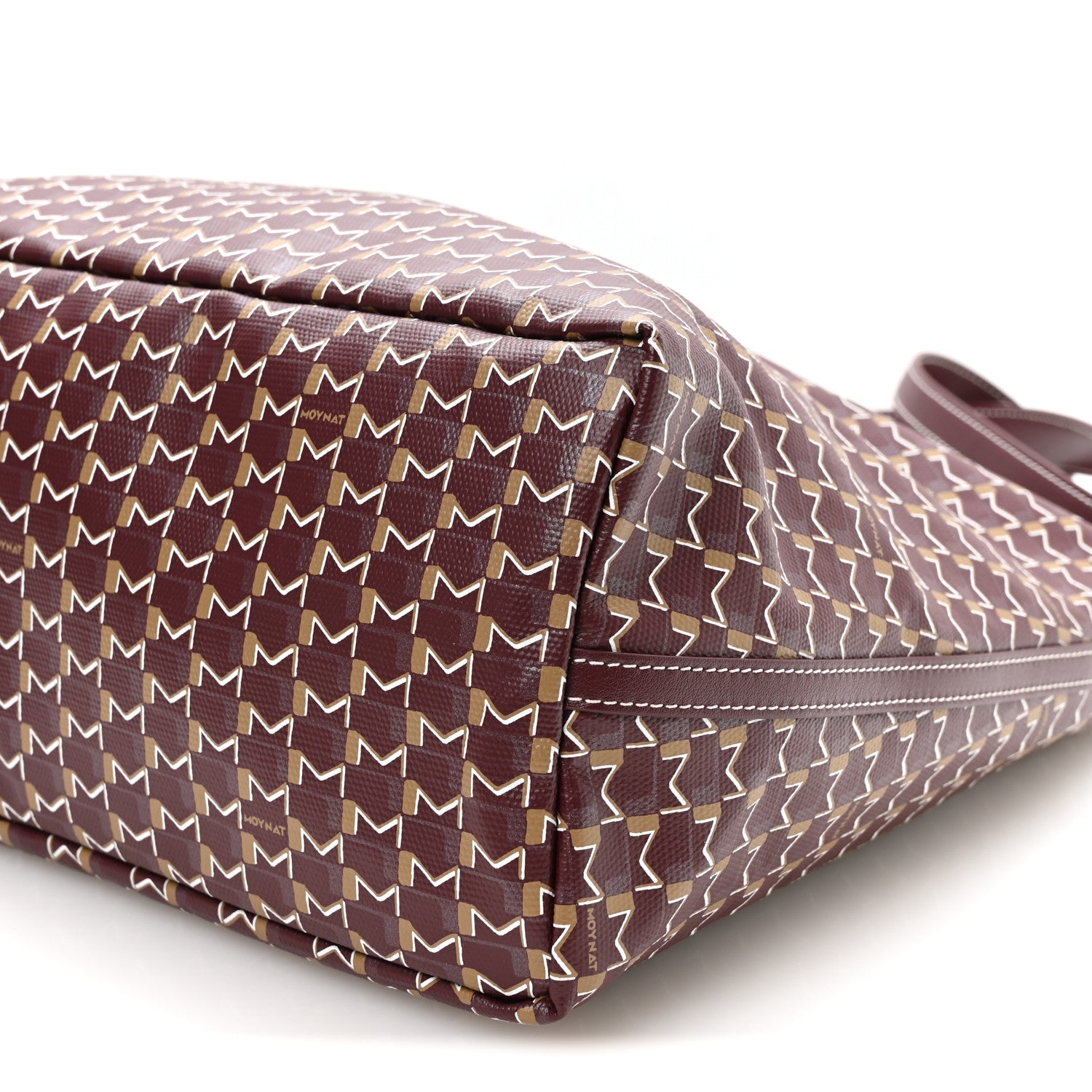 Moynat Calfskin Canvas M Hobo Bag Burgundy 9 of 9
