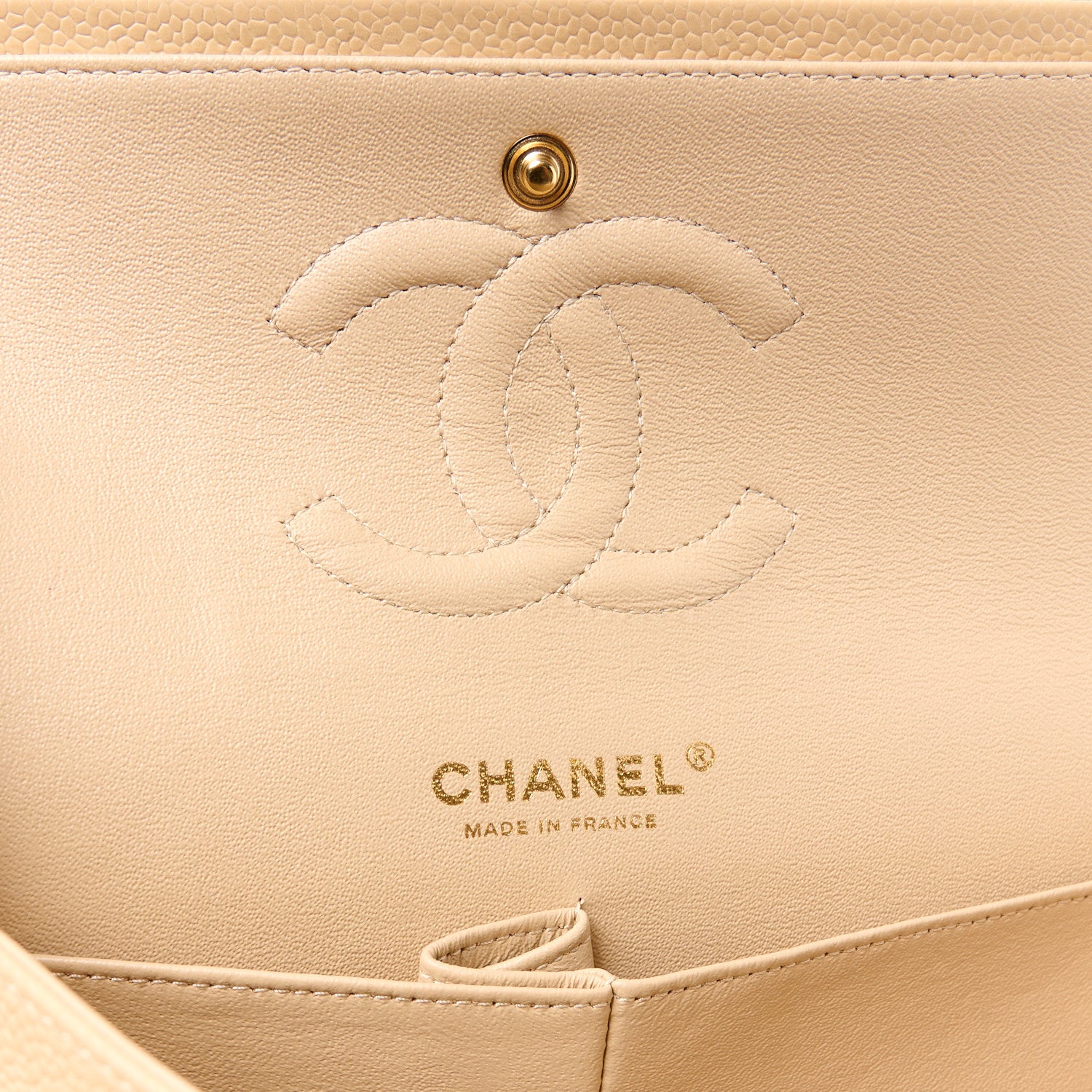 Chanel Caviar Quilted Medium Double Flap Beige 6 of 11