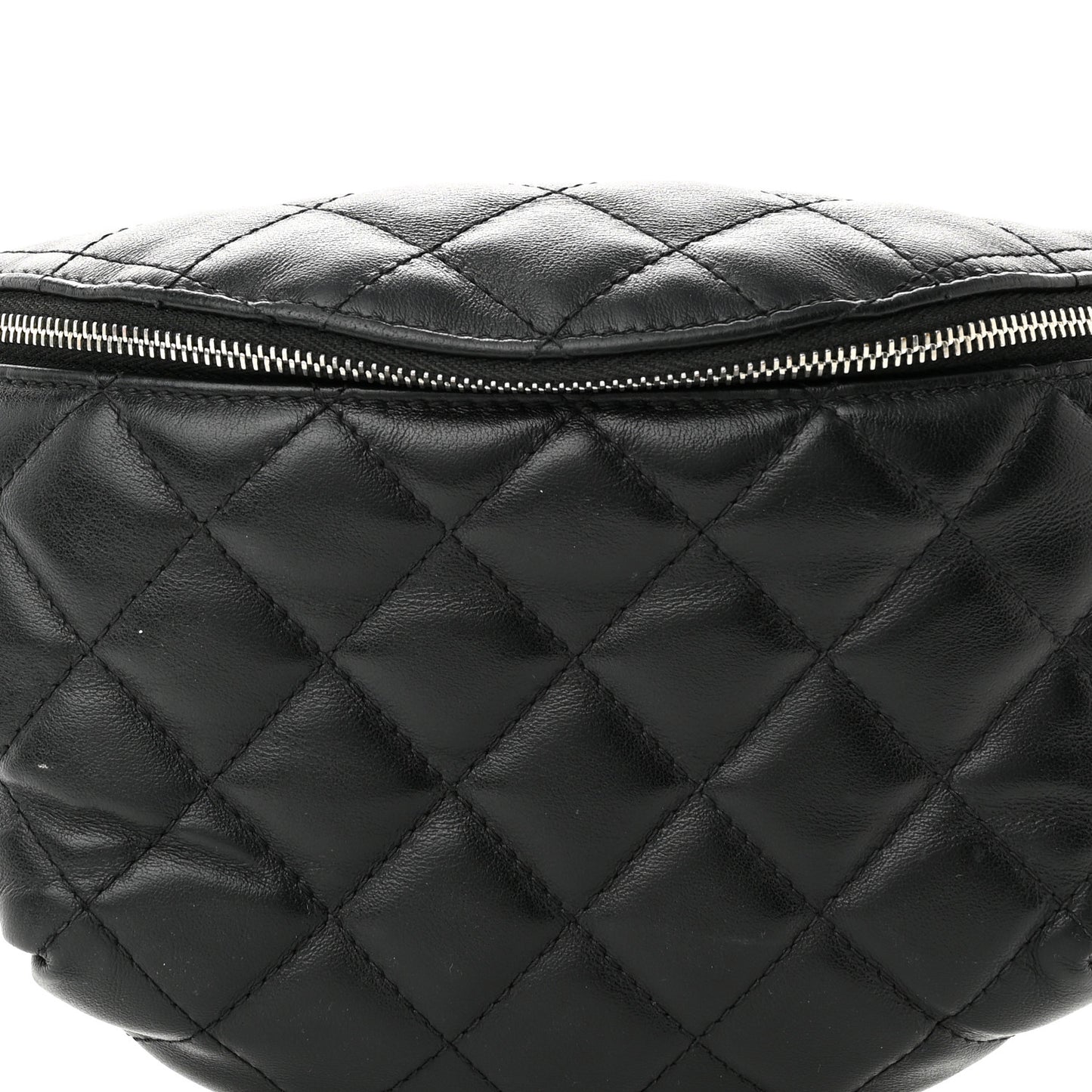 Calfskin Quilted Waist Belt Bag Black