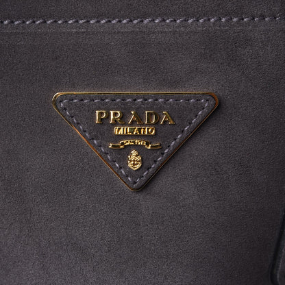 Prada Scamosciato Suede Medium Double Bag Tote Grigio 8 of 8