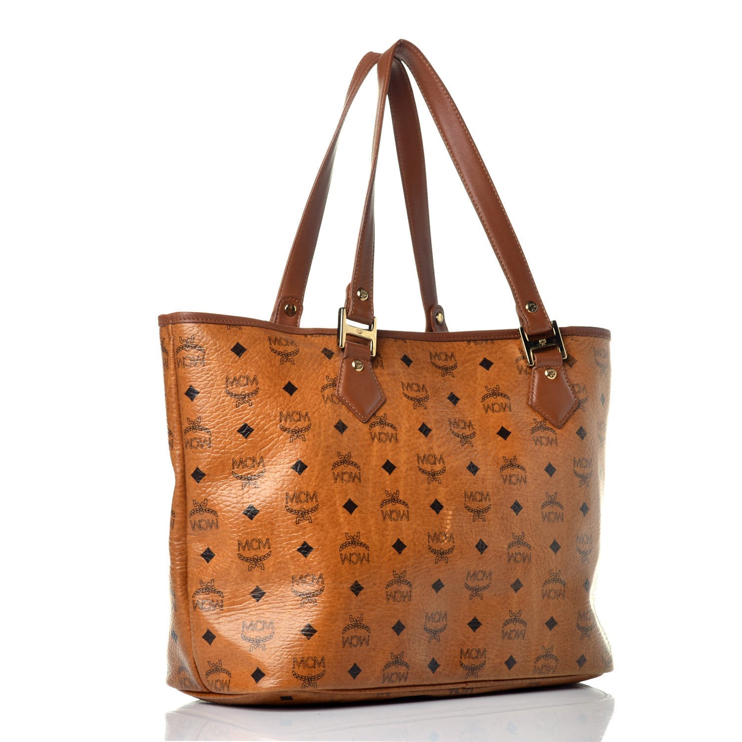 Visetos Crocodile Embossed Medium Liz Shopper Tote Cognac