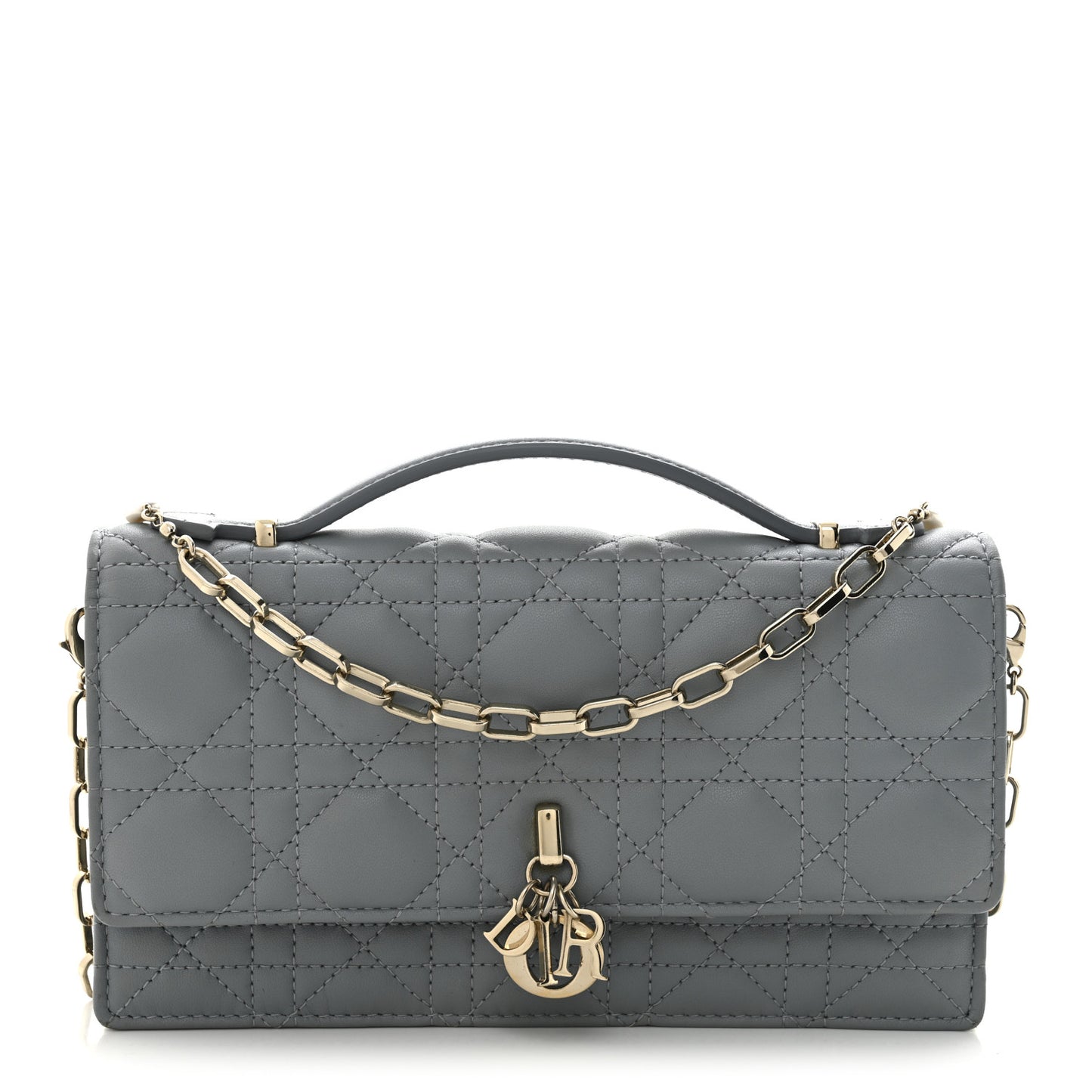 Lambskin Cannage Mini My Dior Top Handle Clutch Cloud Blue