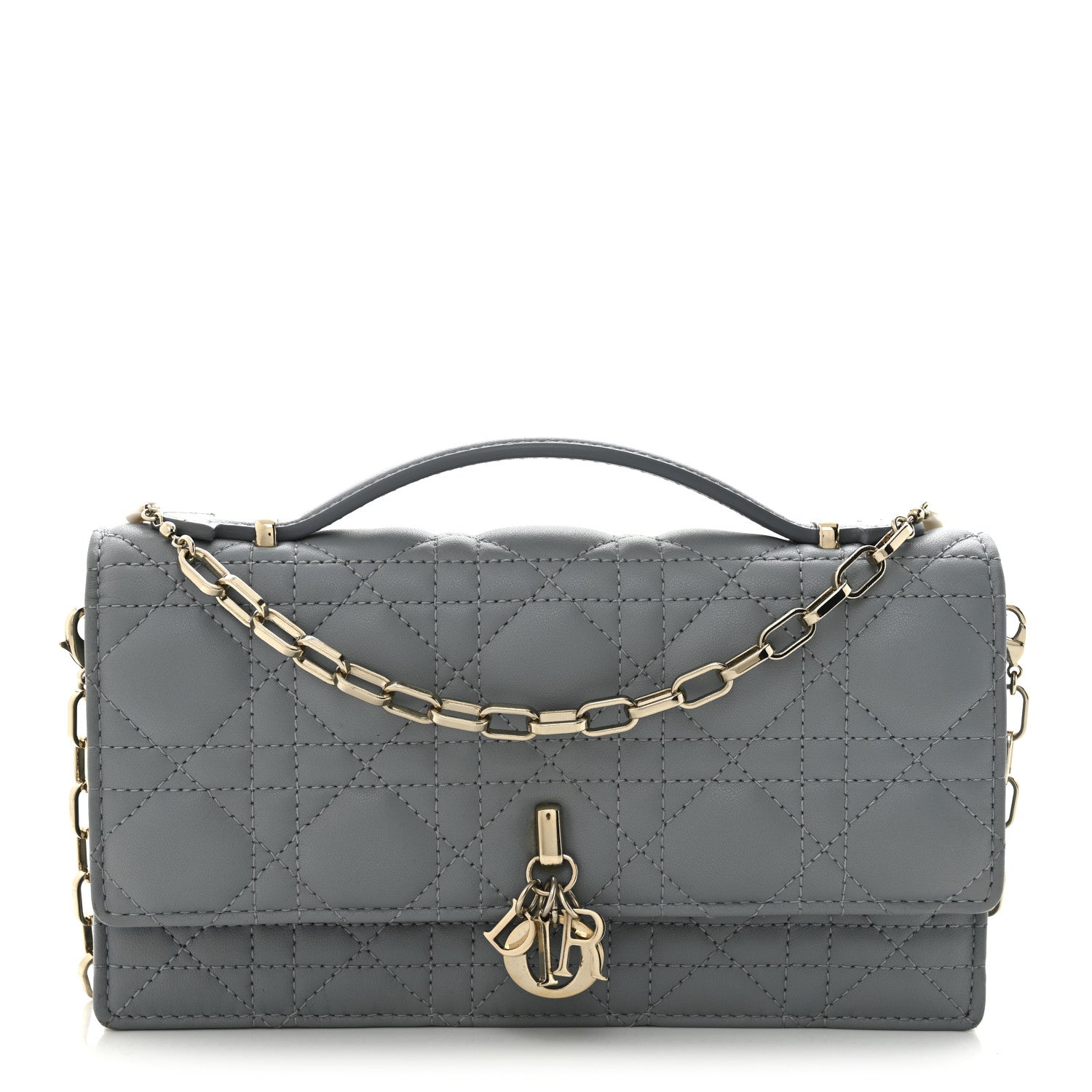 Christian Dior Lambskin Cannage Mini My Dior Top Handle Clutch Cloud Blue 1 of 14