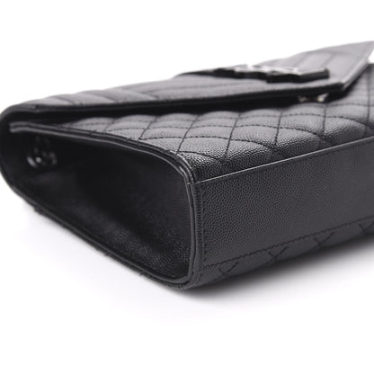 Saint Laurent Grain De Poudre Textured Mixed Matelasse Triquilt Medium Monogram Satchel Black 6 of 9