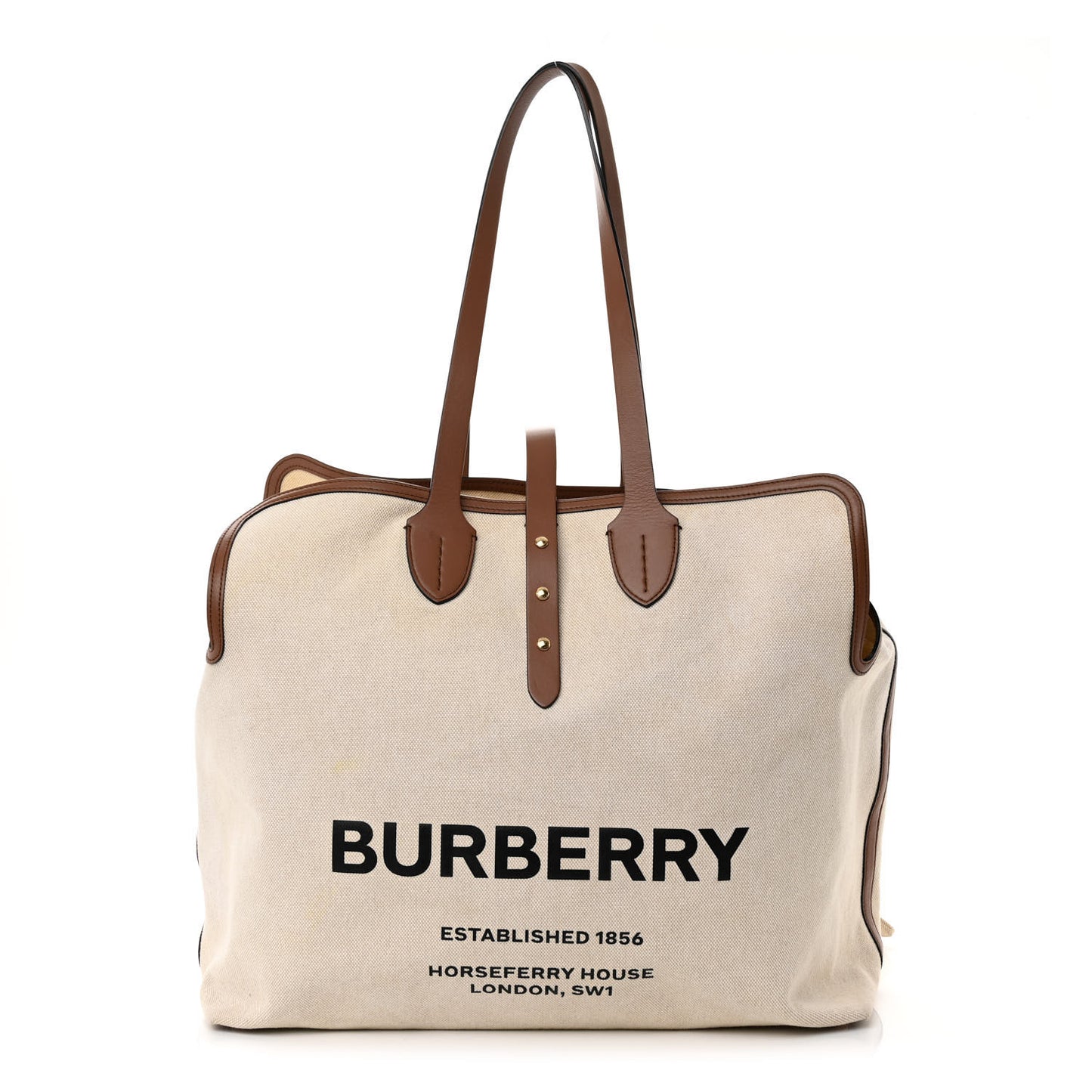 Cotton Canvas Calfskin Large Soft Belted Tote Bag Natural