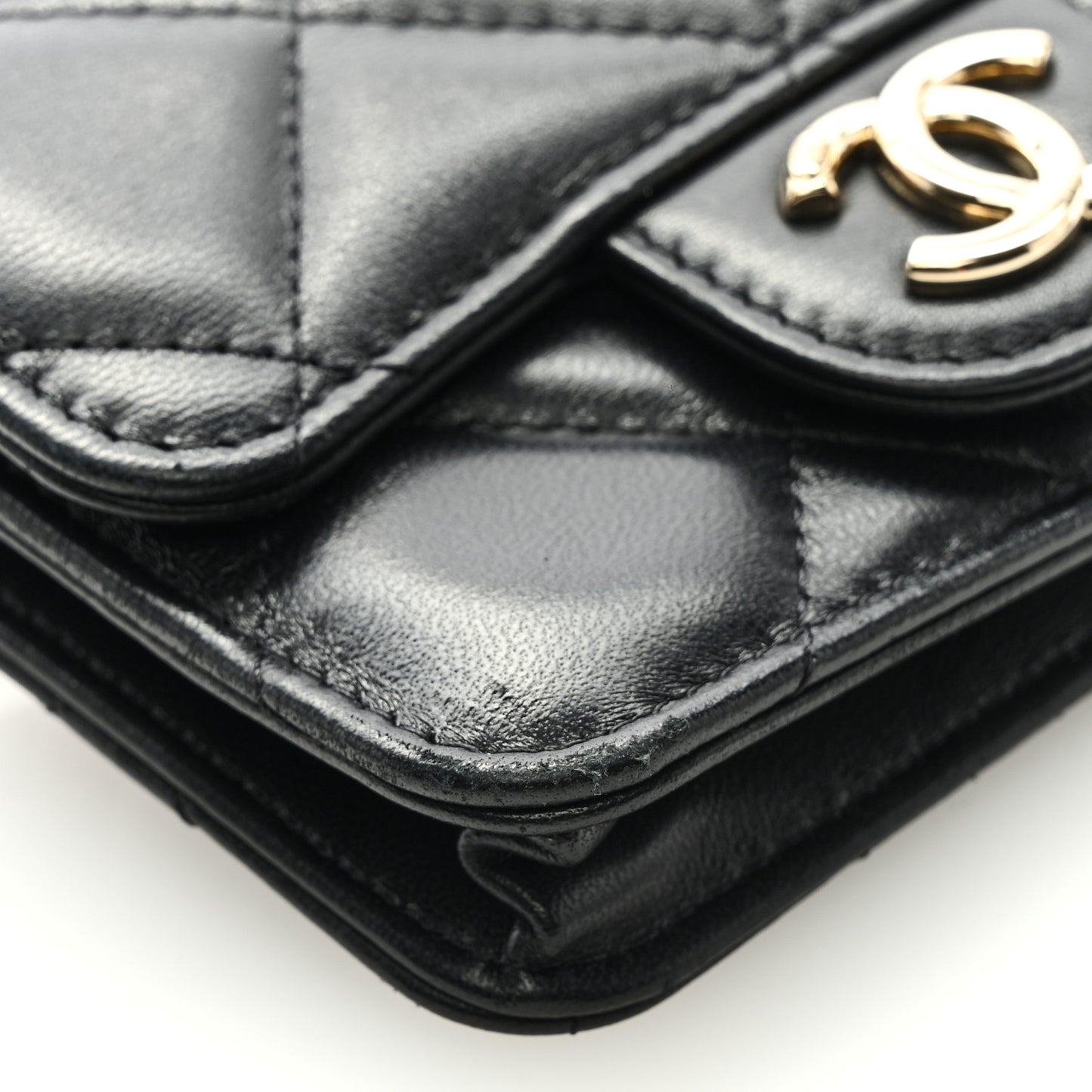 Lambskin Quilted Elegant Chain Mini Flap Belt Bag Black