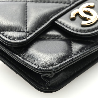 Chanel Lambskin Quilted Elegant Chain Mini Flap Belt Bag Black 8 of 10