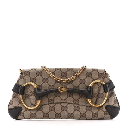 Gucci Monogram Horsebit Clutch Dark Brown 1 of 11