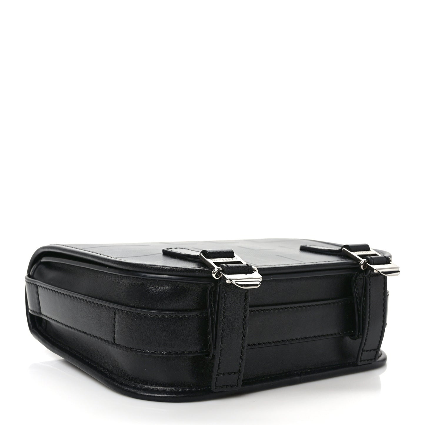 Calfskin Embossed Check Messenger Bag Black