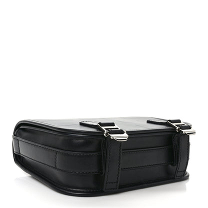Burberry Calfskin Embossed Check Messenger Bag Black 4 of 8