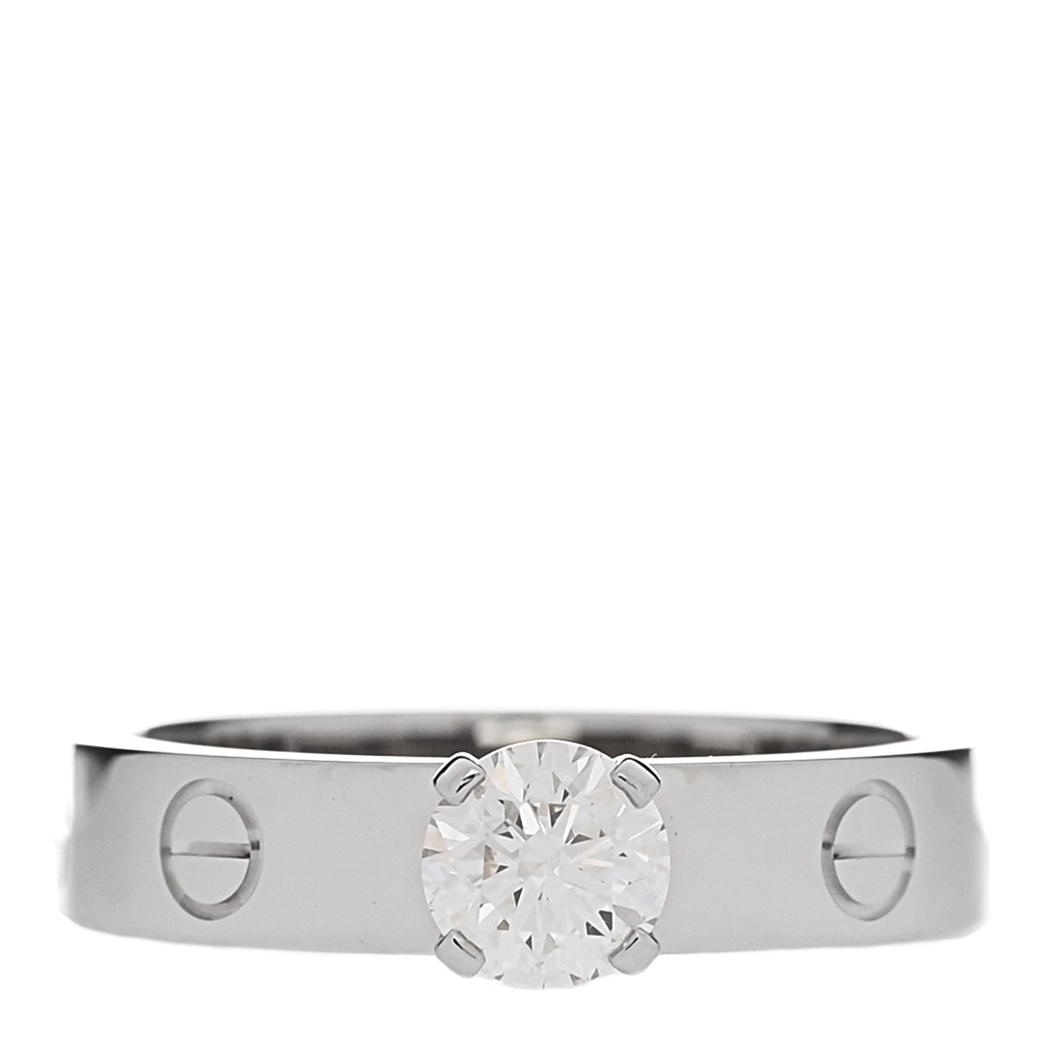 Cartier 18K White Gold Diamond .50ct LOVE Solitaire Engagement Ring 52 6 1 of 4