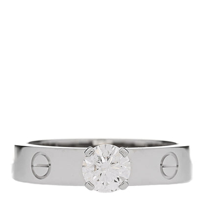 Cartier 18K White Gold Diamond .50ct LOVE Solitaire Engagement Ring 52 6 1 of 4