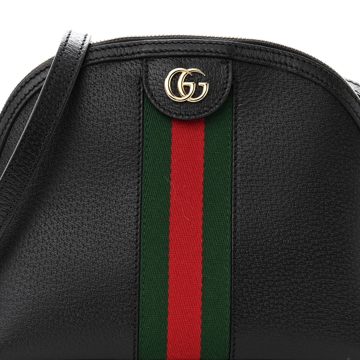 Gucci Calfskin GG Web Small Ophidia Dome Shoulder Bag Black 7 of 9