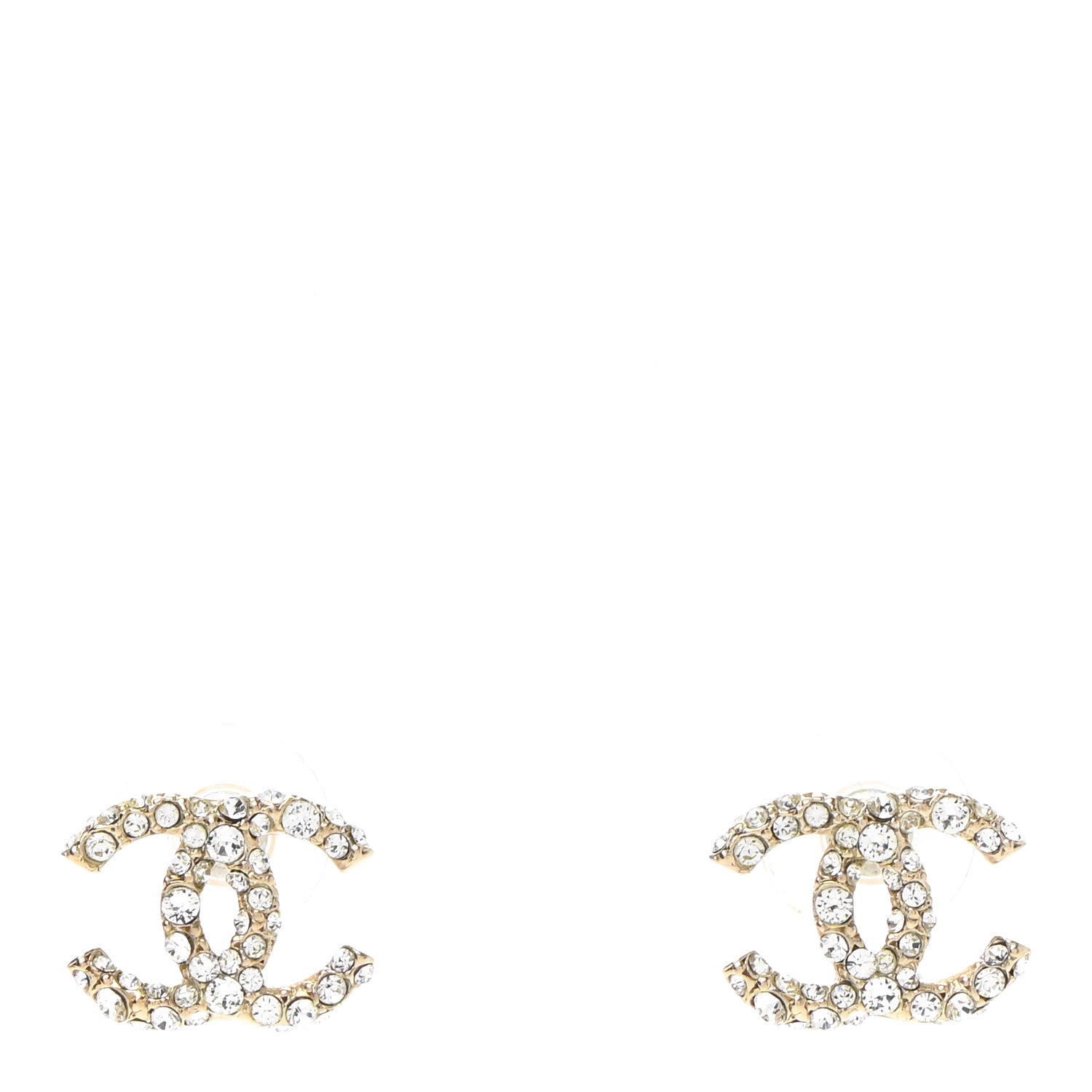 Chanel Crystal CC Earrings Gold 1 of 4