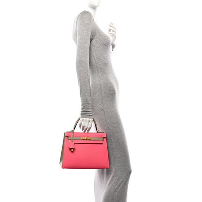 Hermes Epsom Horseshoe Kelly Sellier 28 Rose Azalee Trench 2 of 10
