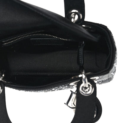 Christian Dior Satin Crystal Cannage Mini Lady Dior Black 5 of 9