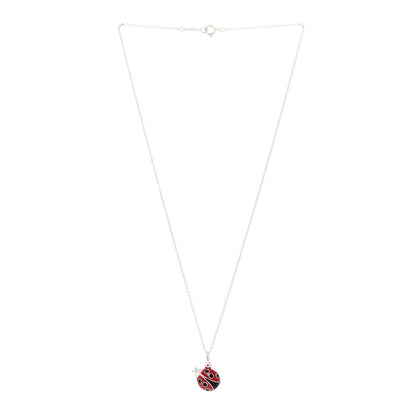 Tiffany Sterling Silver Enamel Ladybug Pendant Necklace Red Black 3 of 4
