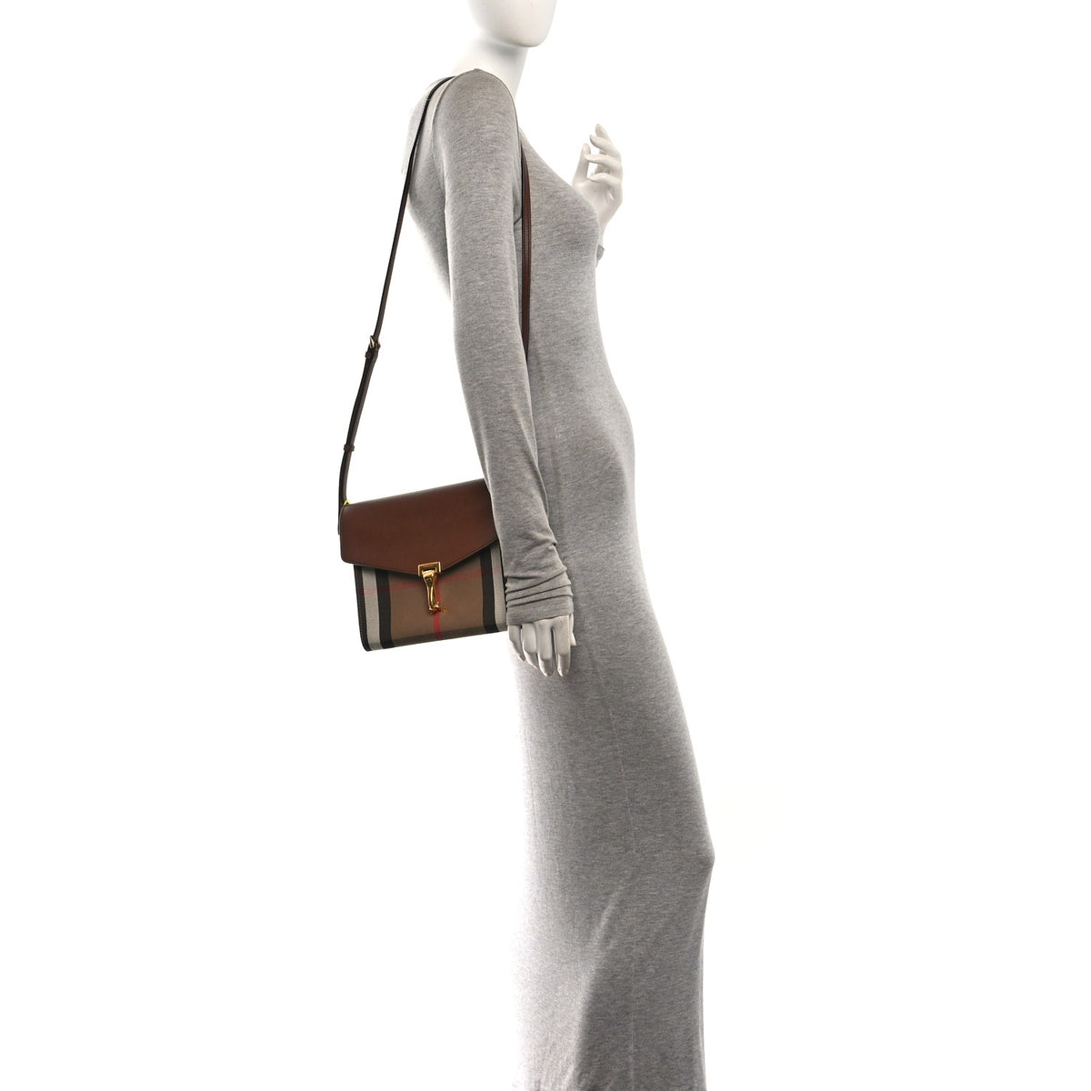 Burberry Derby Calfskin House Check Small Macken Crossbody Bag Tan 2 of 11