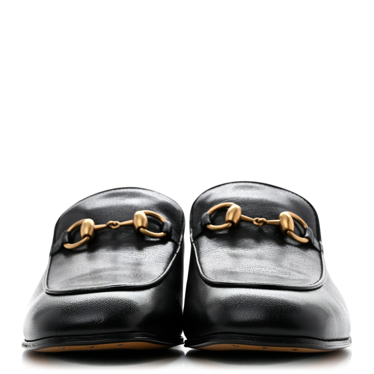 Gucci Goatskin Womens Horsebit Mid-Heel Loafers 39.5 Black 3 of 11