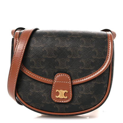 Celine Canvas Calfskin Triomphe Mini Besace Tan 1 of 12