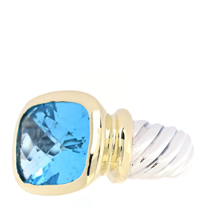David Yurman Sterling Silver 14K Yellow Gold Blue Topaz 14mm Noblesse Ring 49 4.75 3 of 5