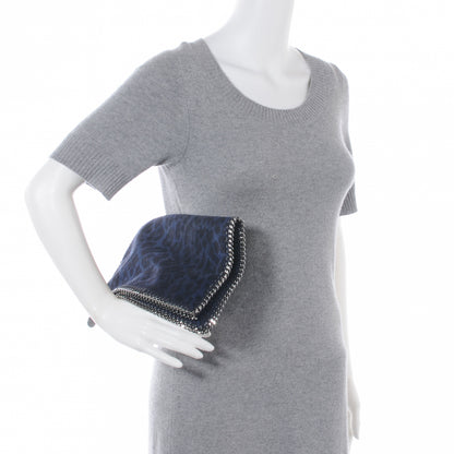 Stella McCartney Leopard Print Falabella Faux Suede Clutch Blue 2 of 8