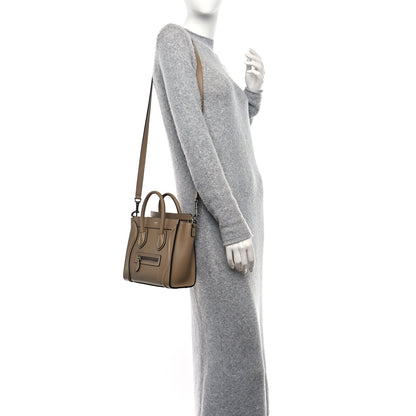 Celine Drummed Calfskin Nano Luggage Dune 2 of 10