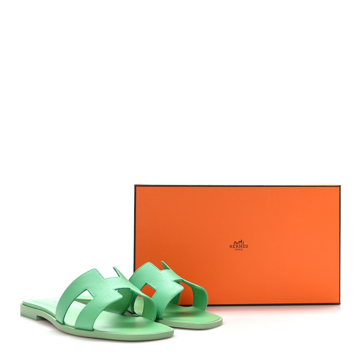 Hermes Epsom Oran Sandals 39 Vert Pomme 9 of 9
