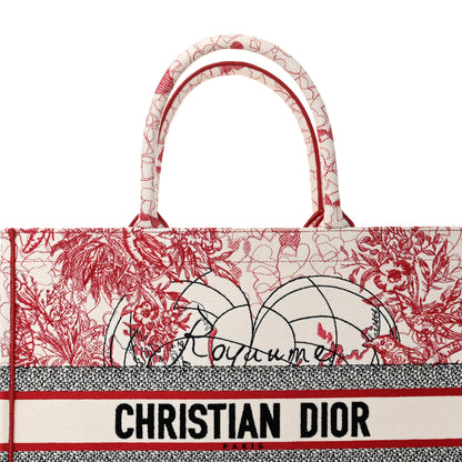 Christian Dior Canvas Embroidered Large Dioramour D-Royaume Book Tote Red Multicolor 8 of 10