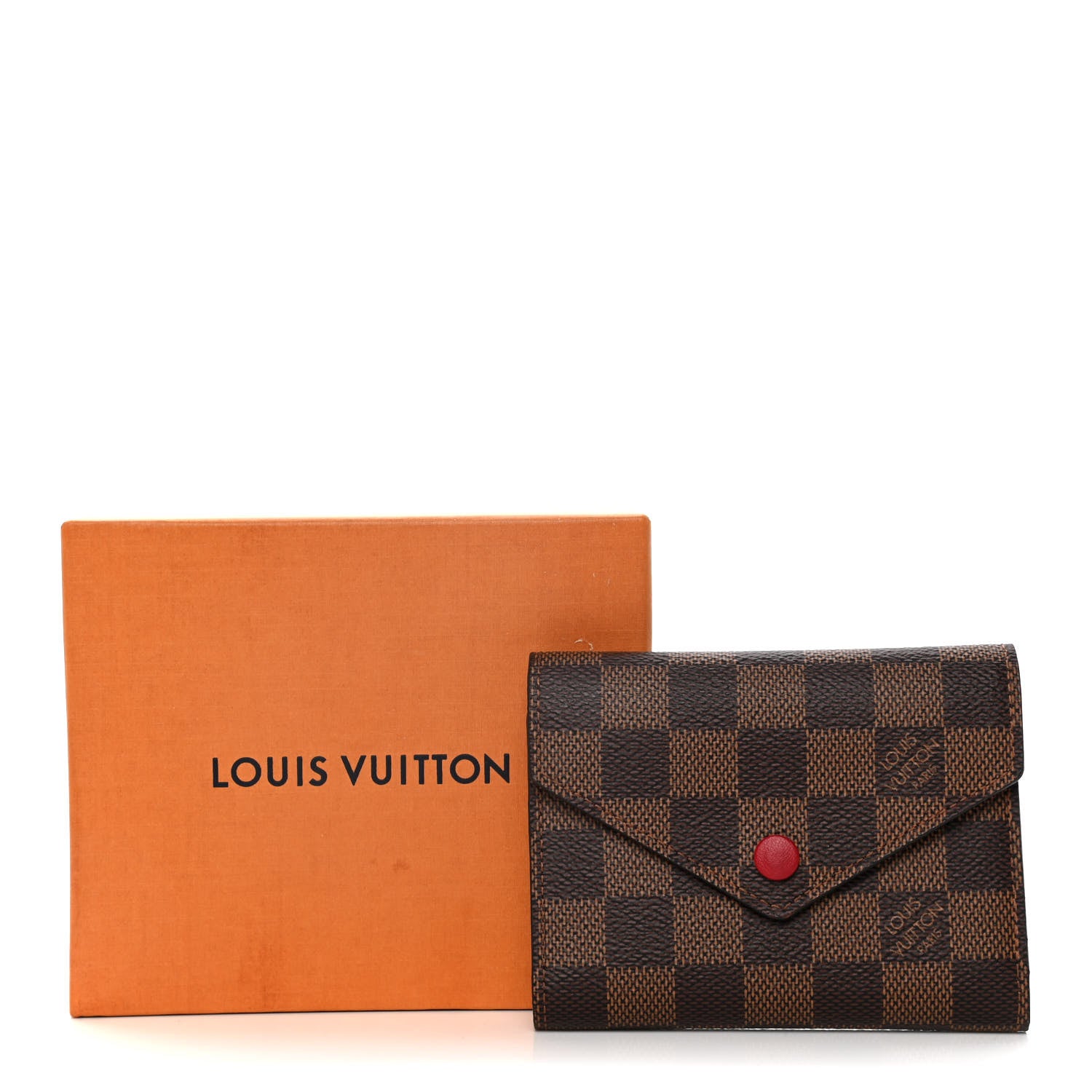 Louis Vuitton Damier Ebene Victorine Wallet Red 9 of 9