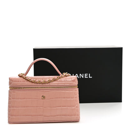 Chanel Calfskin Crocodile Embossed Crococo Exoticoco Vanity With Chain  Light Pink 11 of 11
