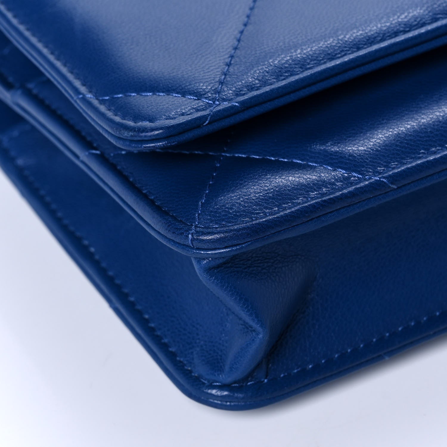 Chanel Goatskin Quilted Chanel 19 Wallet On Chain WOC Blue 10 of 15
