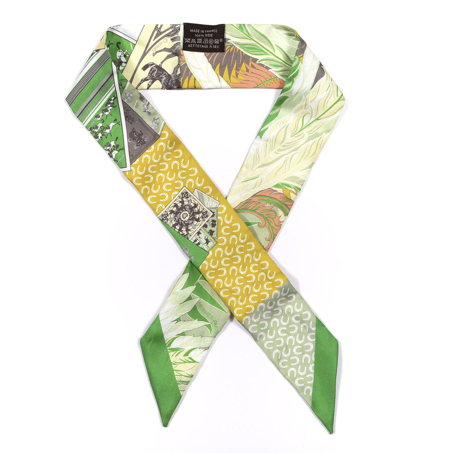 Hermes Silk Cheval Phoenix Twilly Vert Vif Ivory Arnica 1 of 3