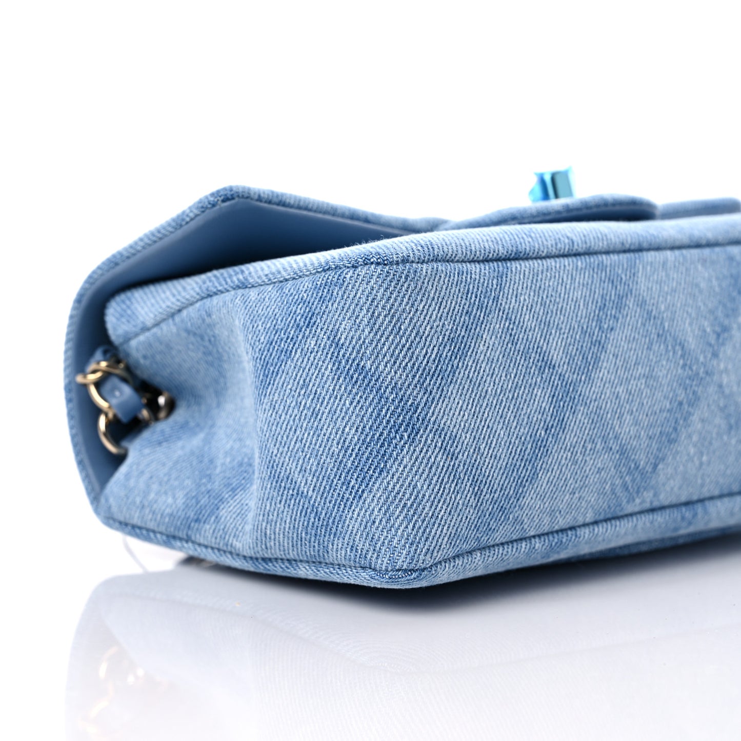 Denim Quilt Print Mini Rectangular Flap Light Blue