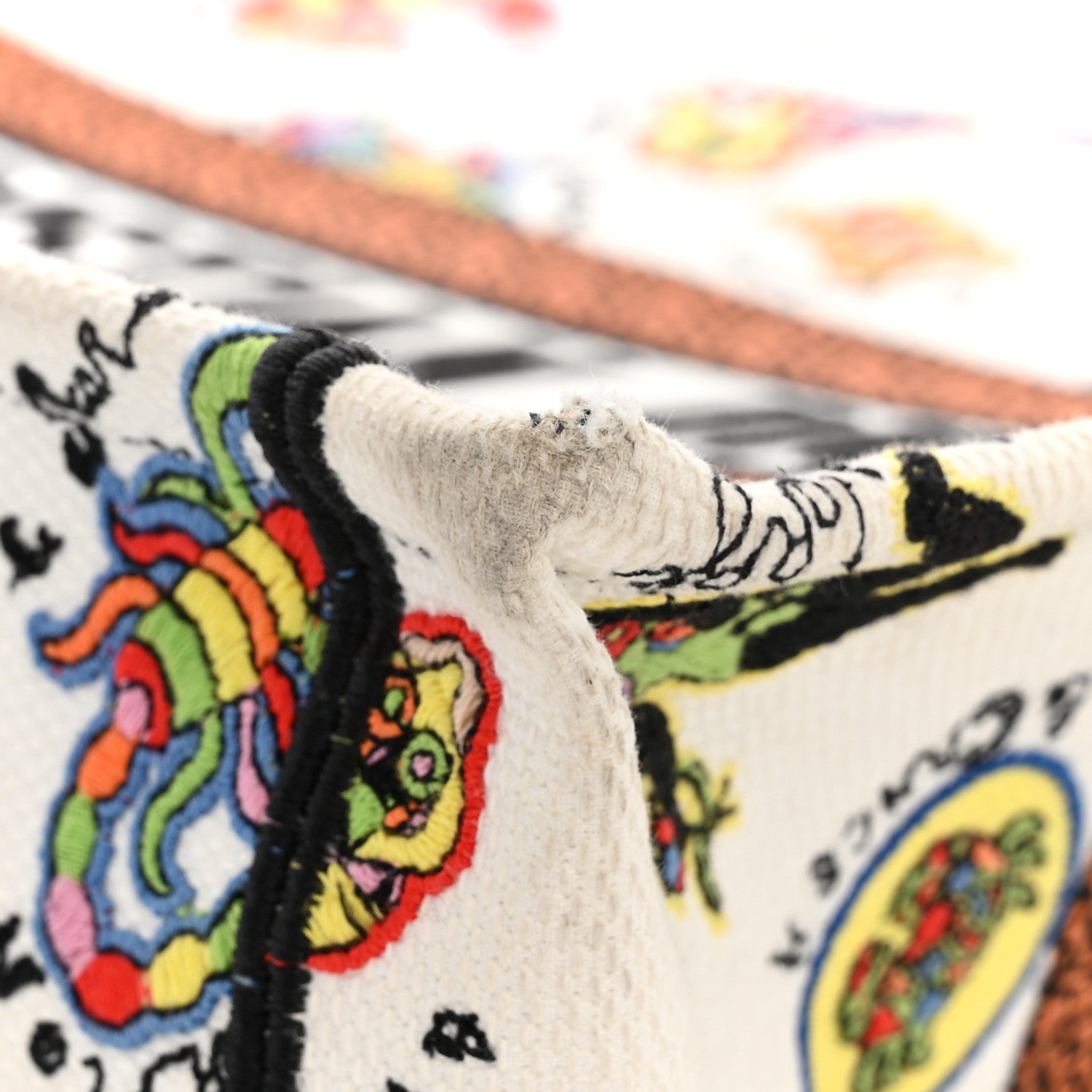 Christian Dior Canvas Embroidered Dragon Zodiac Medium Book Tote White Multicolor 13 of 13
