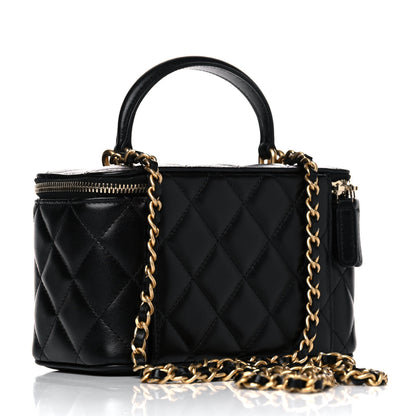 Chanel Lambskin Quilted Small Top Handle Vanity Case With Chain Black 3 of 13