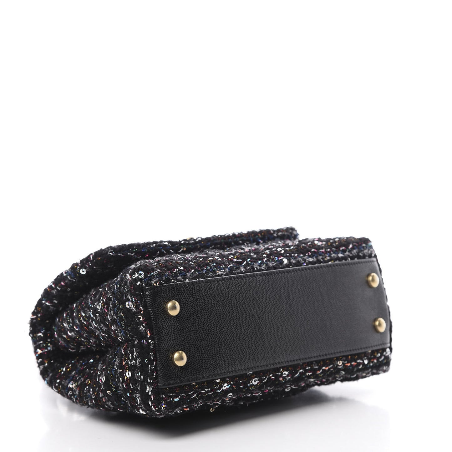 Tweed Sequin Mini Coco Handle Flap Black