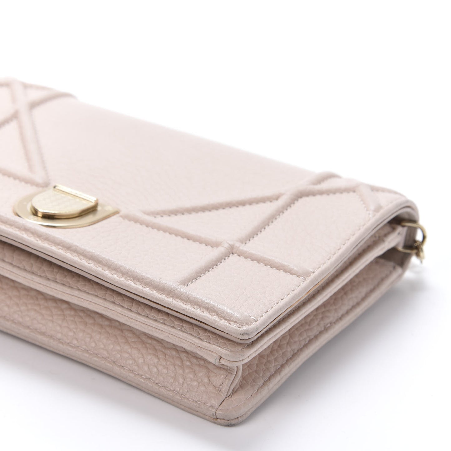 Grained Calfskin Diorama Wallet on Chain Pouch Nude