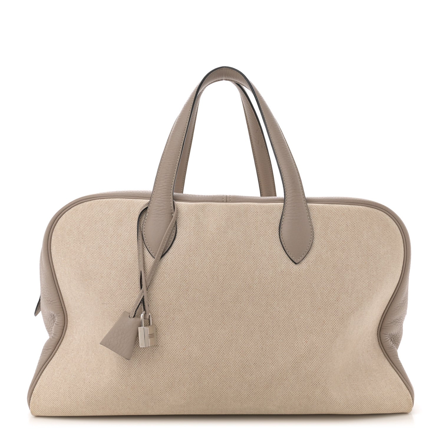 Hermes Toile Taurillon Clemence Victoria II 43 Ecru Gris Tourterelle 1 of 13