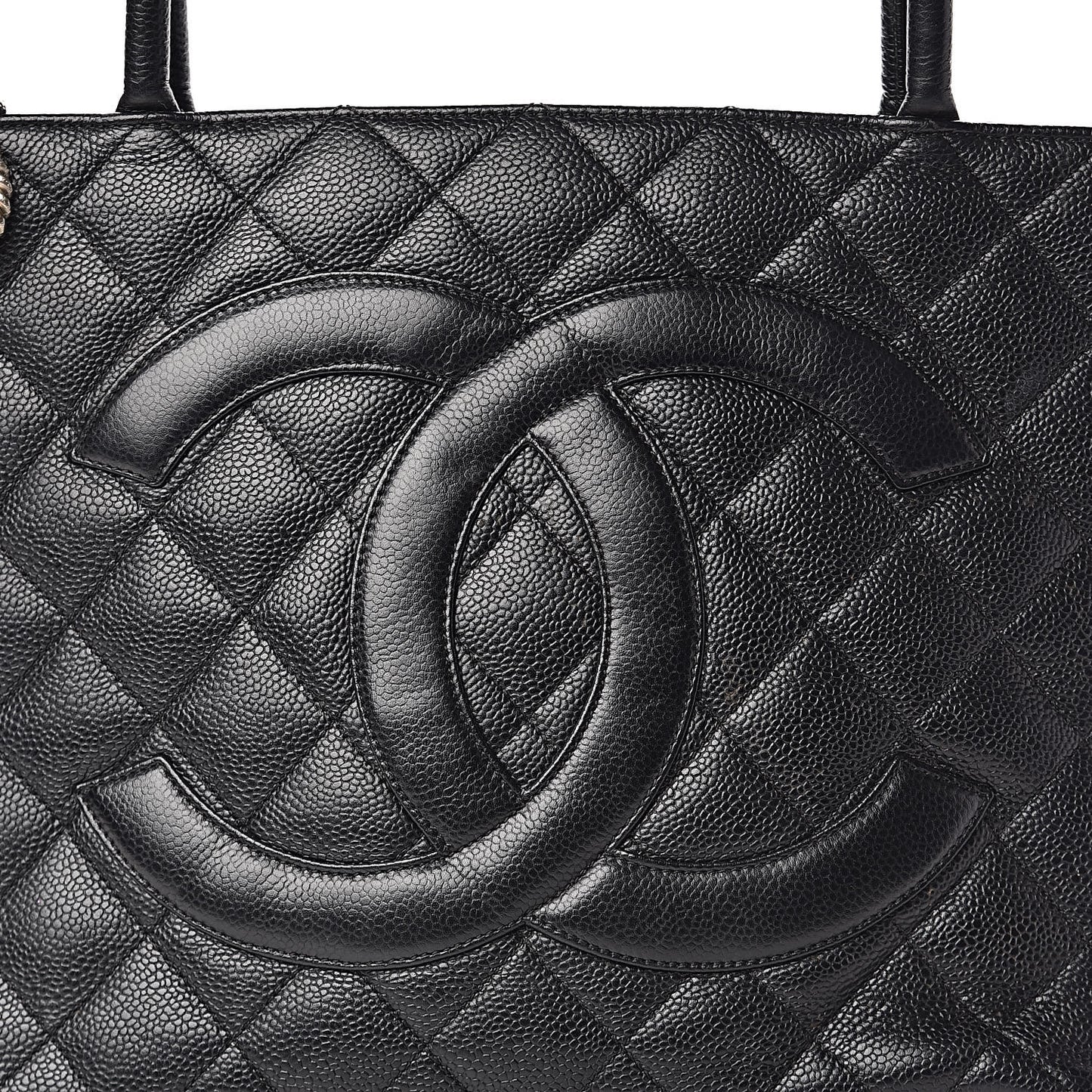 Caviar Quilted Medallion Tote Black