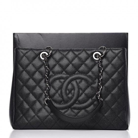 Caviar Quilted Grand Shopping Tote GST Black