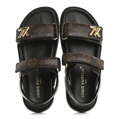Louis Vuitton Monogram LV Sunset Comfort Flat Sandals 37.5 Cacao Brown 2 of 9