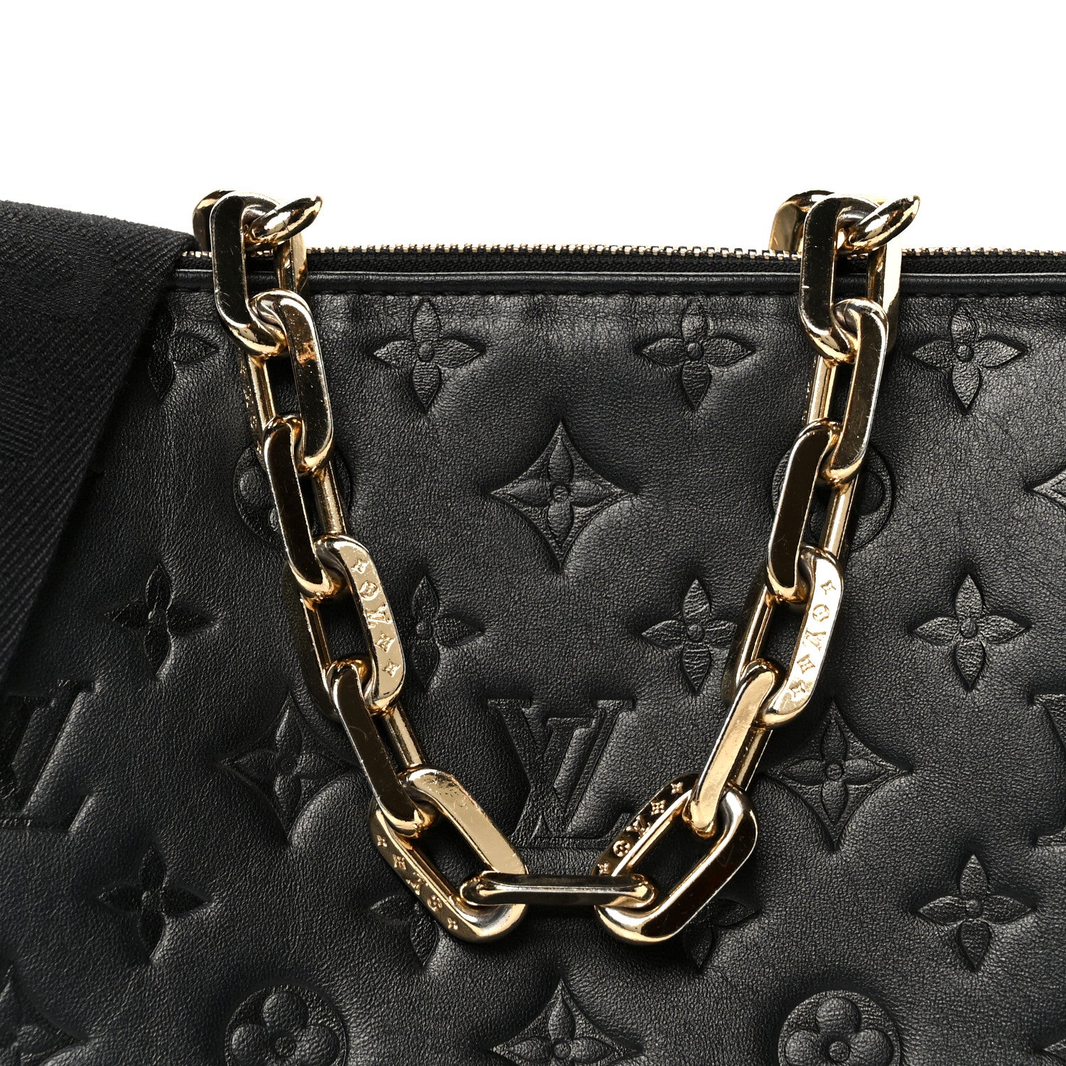 Louis Vuitton Lambskin Embossed Monogram Coussin PM Black 7 of 11