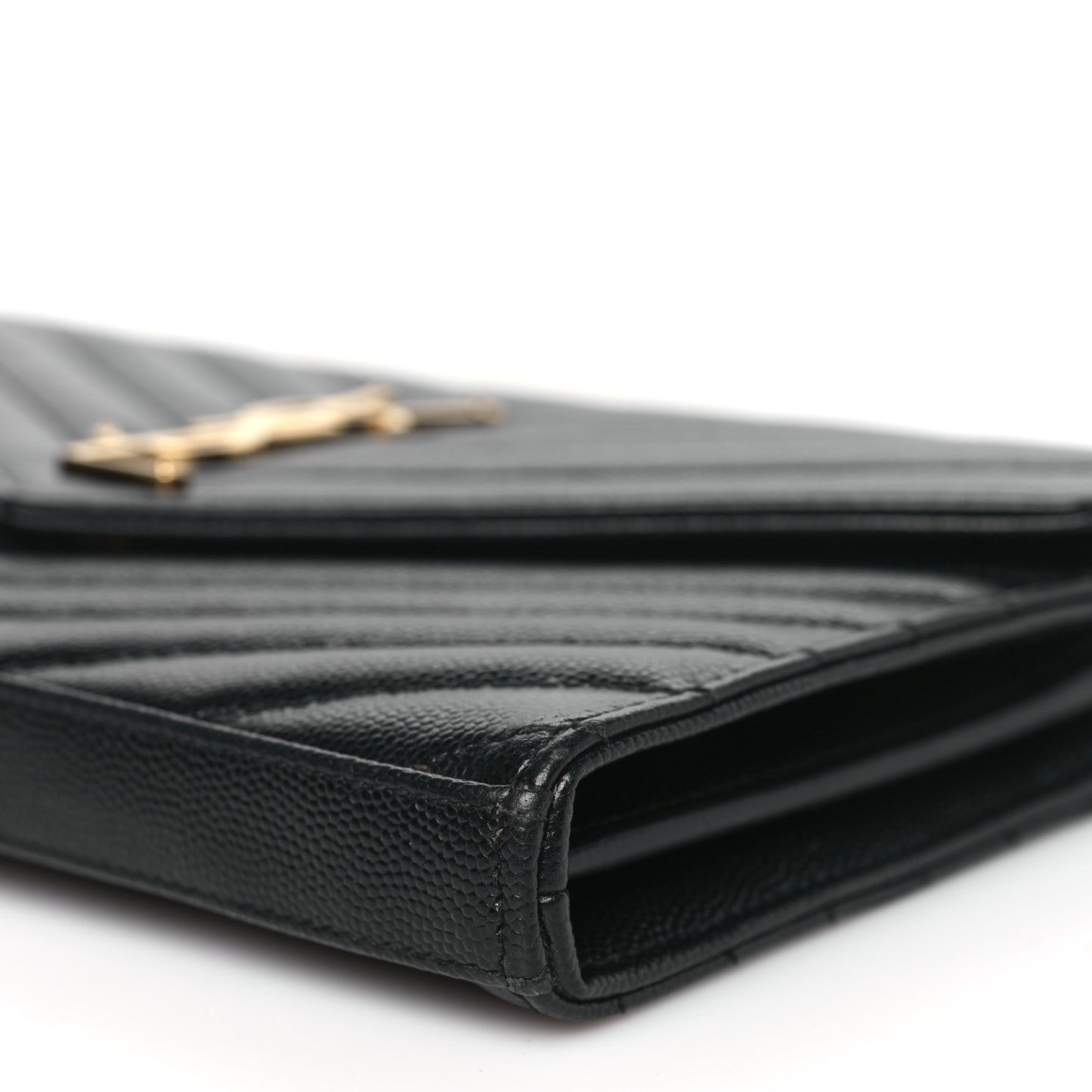 Grain De Poudre Matelasse Chevron Monogram Chain Wallet Black